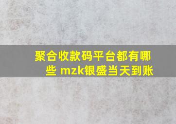 聚合收款码平台都有哪些 mzk银盛当天到账